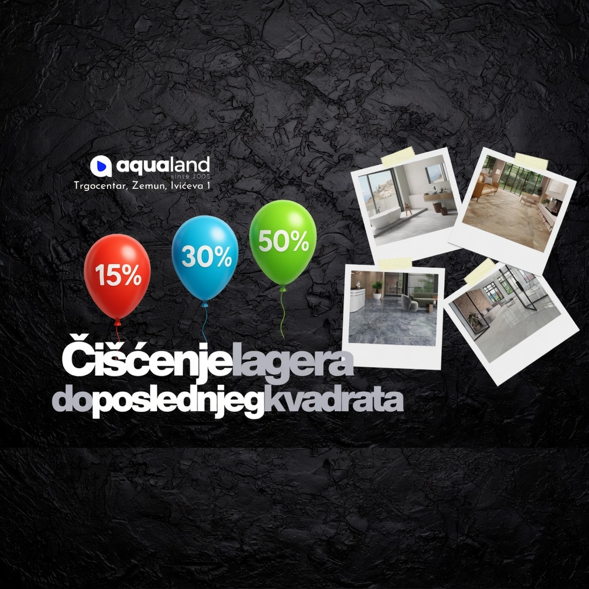 Čišćenje lagera pločica u Aqualand — popusti do 50%