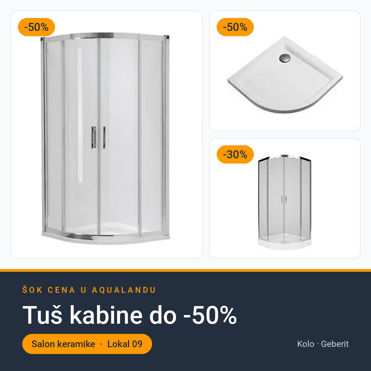 ŠOK CENA u Aqualandu: tuš kabine Kolo do -50%